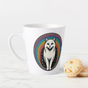 Taza De Café Latte Gato de arco iris