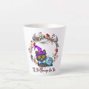 Taza De Café Latte Gato de bruja lindo y puntiagudo