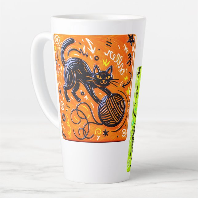 Taza De Café Latte Gato de dos tonos (Ángulo izquierdo)