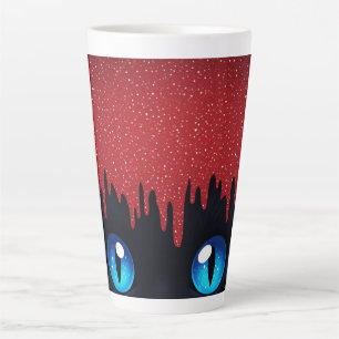 Taza De Café Latte Gato de Fantasía Ojos Azules Con Goteo