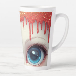 Taza De Café Latte Gato de Fantasía Ojos Azules Con Goteo