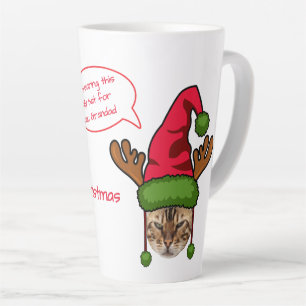 Taza De Café Latte Gato de fotografía gracioso en Gorra de Navidad Na