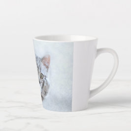 Taza De Café Latte Gato de grisáceo lindo con Navidades Gorras navida