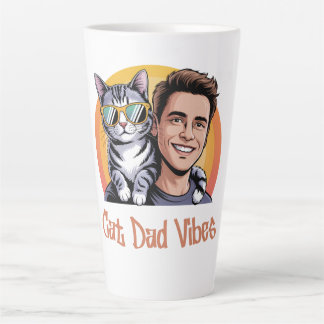 Taza De Café Latte Gato de Guay Papá Vibes T-Shirt Retro Estilo Funny