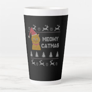 Taza De Café Latte Gato de Navidad