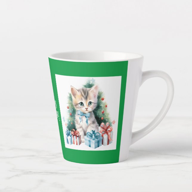 Taza De Café Latte Gato de navidades (Derecha)