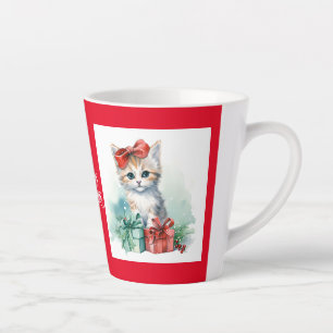 Taza De Café Latte Gato de navidades