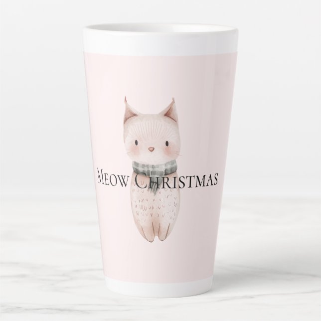 Taza De Café Latte Gato de Navidades rosados de Rubor (Anverso)