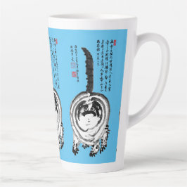 Taza De Café Latte Gato de Tabby japonés a rayas choncas