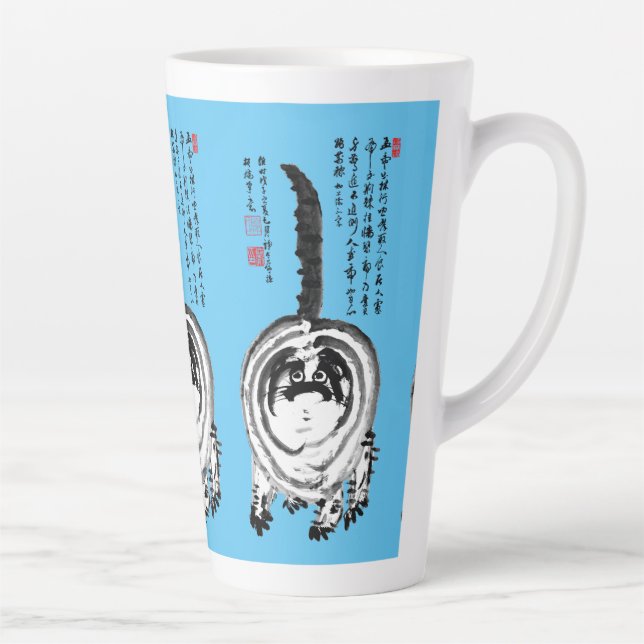 Taza De Café Latte Gato de Tabby japonés a rayas choncas (Derecha)