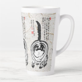 Taza De Café Latte Gato de Tabby japonés a rayas choncas