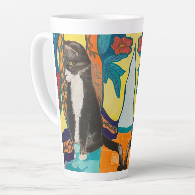 Taza De Café Latte Gato de Tuxedo (Ángulo izquierdo)