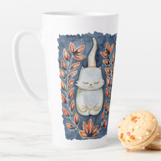 Taza De Café Latte Gato de yoga grande latte mug