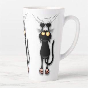 Taza De Café Latte Gato divertido Personaje Rascando Tela
