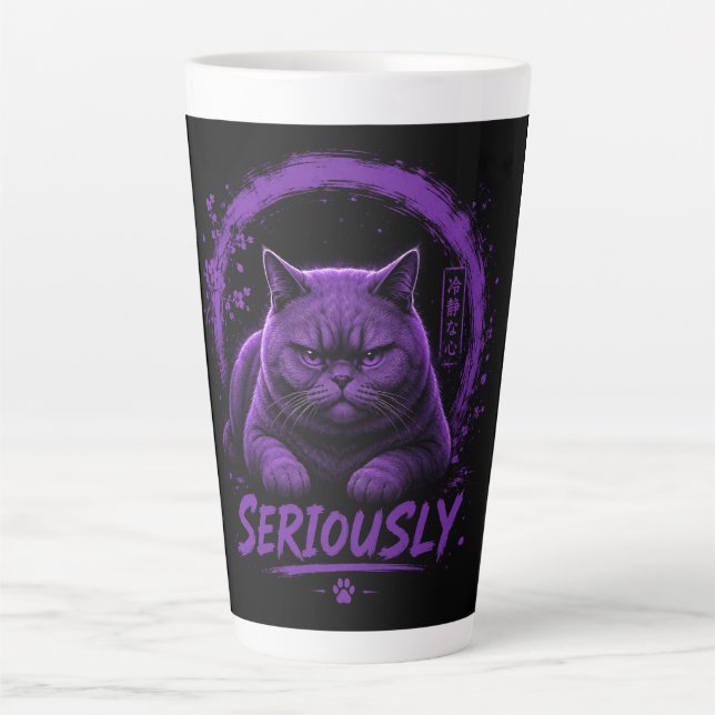 Taza De Café Latte Gato en serio  (Anverso)