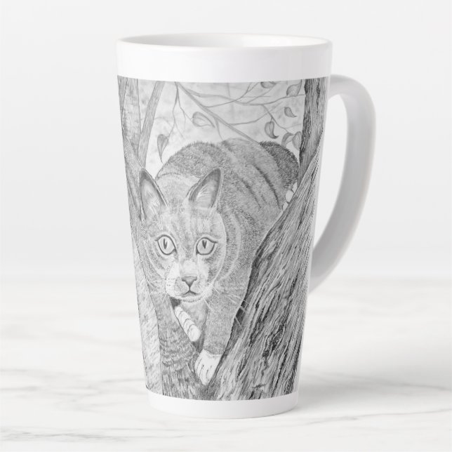 Taza De Café Latte Gato en un árbol (Ángulo derecho)