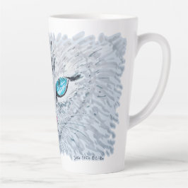 Taza De Café Latte Gato Esponjoso De Ojos Azules