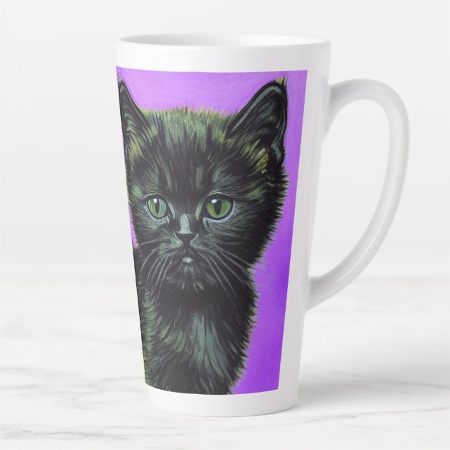 Taza De Café Latte Gato estilo Van Gogh (Derecha)