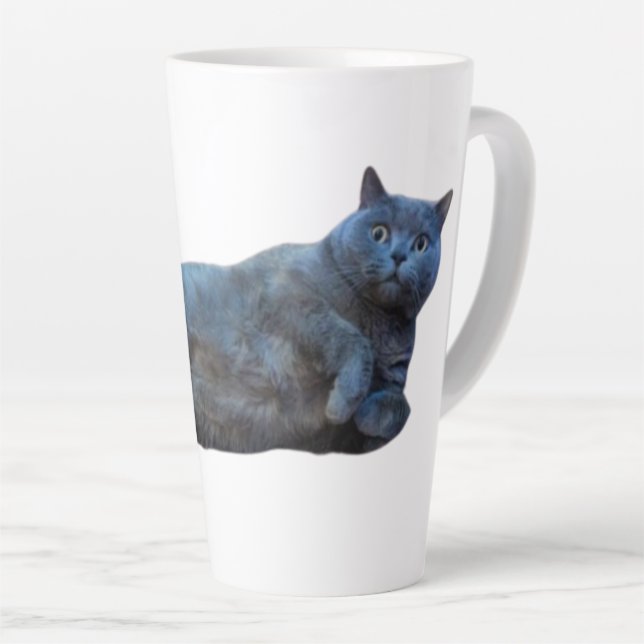 Taza De Café Latte Gato gatito kitsch del Shorthair británico al lado (Ángulo derecho)