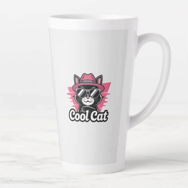 Taza De Café Latte Gato Genial con Estilo (Derecha)