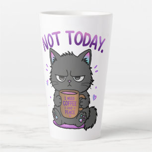 Taza De Café Latte Gato gruñón amante del café lindo divertido hoy no