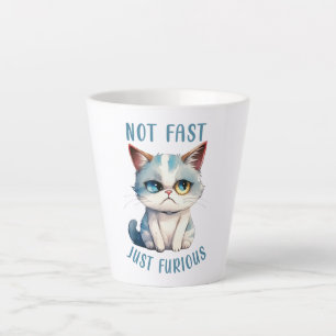 Taza De Café Latte Gato Gruñón - No Rápido, Solo Furioso