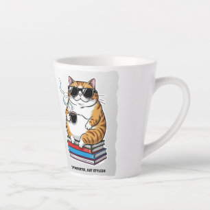 Taza De Café Latte Gato Introvertido con Estilo