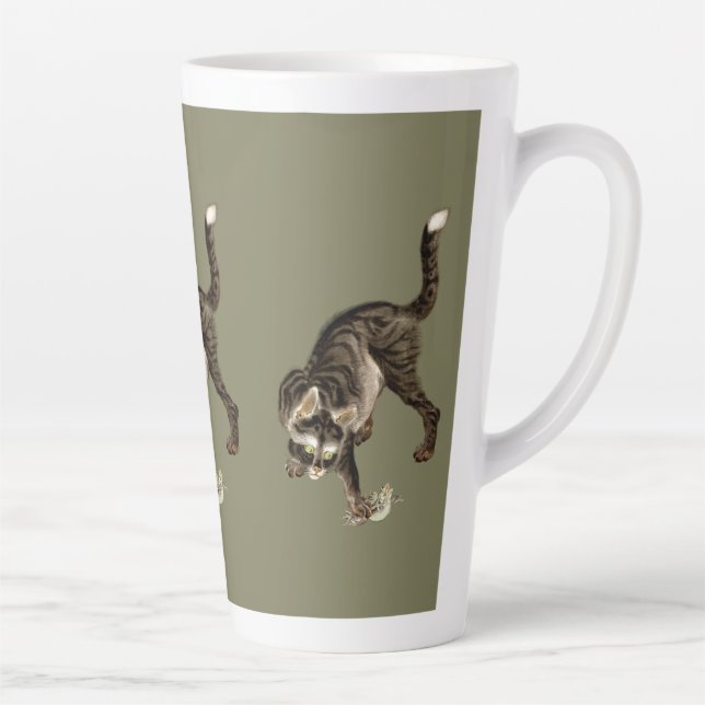 Taza De Café Latte Gato japonés atrapando una rana (Derecha)