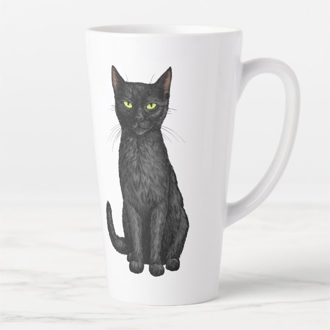 Taza De Café Latte Gato negro (Derecha)