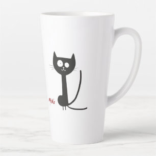 Taza De Café Latte Gato negro brillante minimalista
