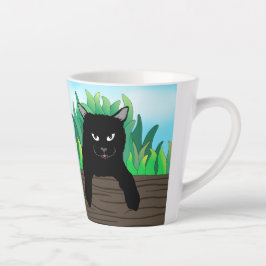 Taza De Café Latte Gato negro colgando,