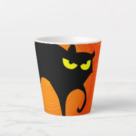Taza De Café Latte Gato negro de Halloween