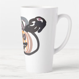 Taza De Café Latte gato negro de Halloween y cuervo
