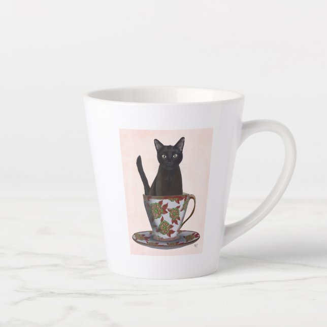 Taza De Café Latte Gato negro en la televisión (Derecha)