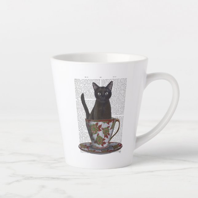 Taza De Café Latte Gato negro en la televisión (Derecha)