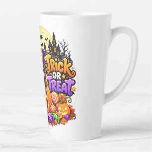 Taza De Café Latte Gato negro lindo truco o trato Halloween espeluzna
