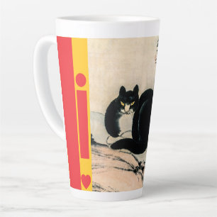 Taza De Café Latte Gato negro vintage y narciso de Zhu Ling