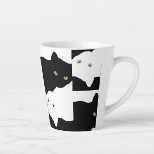 Taza De Café Latte Gato negro y blanco