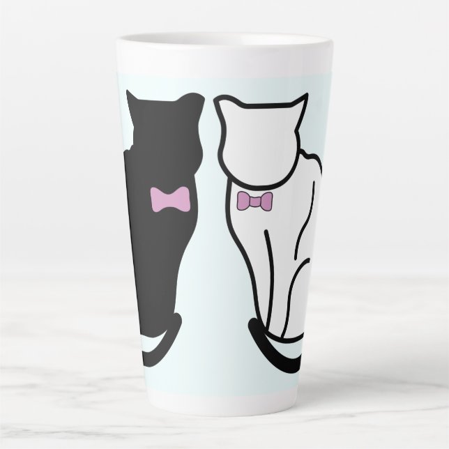 Taza De Café Latte Gato negro y blanco (Anverso)