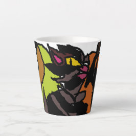 Taza De Café Latte Gato negro y salvaje del otoño