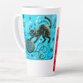Taza De Café Latte Gato neón de dos caras