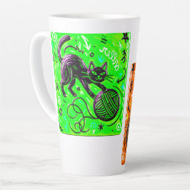Taza De Café Latte Gato Neon de Dos Tonos