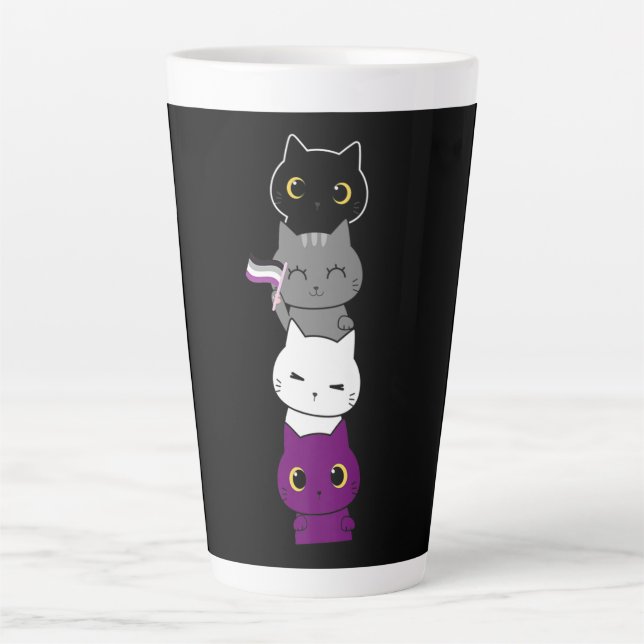 Taza De Café Latte Gato Orgullo asexual Bandera de arroz animal amant (Anverso)