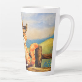 Taza De Café Latte Gato papá pintado con acuarela