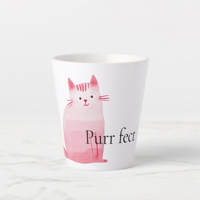 Taza De Café Latte Gato Pink Purrfect (Anverso)