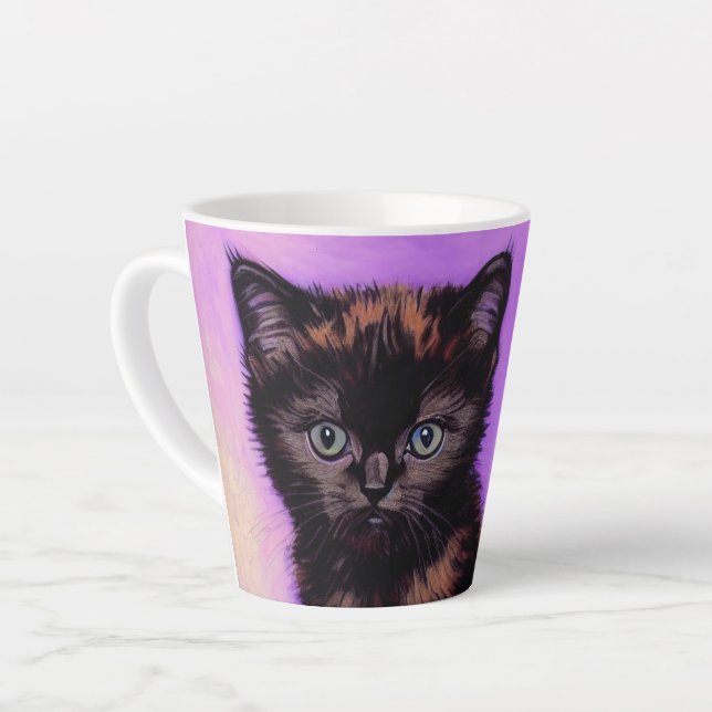 Taza De Café Latte Gato púrpura estilo Van Gogh (Ángulo izquierdo)