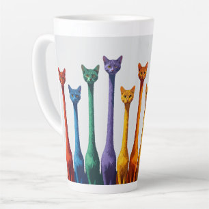 Taza De Café Latte Gato retro colorido moderno de mediados de siglo a
