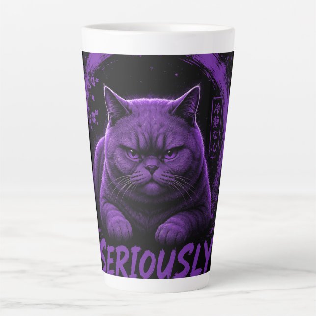 Taza De Café Latte Gato Serio (Anverso)