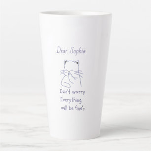 Taza De Café Latte Gato sonriente con mensaje
