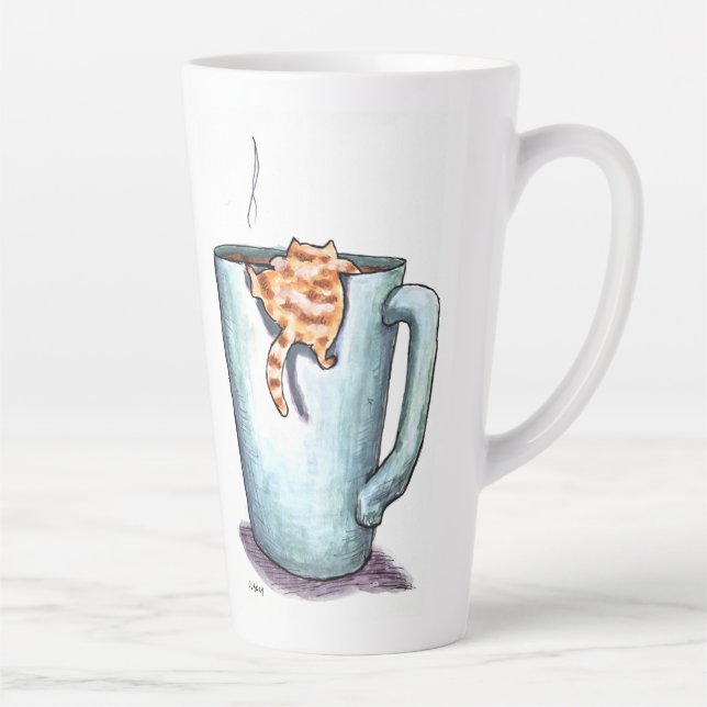Taza De Café Latte Gato Sube (Derecha)